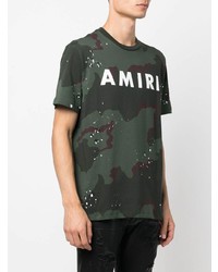 dunkelgrünes Camouflage T-Shirt mit einem Rundhalsausschnitt von Amiri