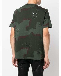 dunkelgrünes Camouflage T-Shirt mit einem Rundhalsausschnitt von Amiri