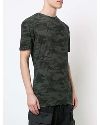 dunkelgrünes Camouflage T-Shirt mit einem Rundhalsausschnitt von Unravel Project