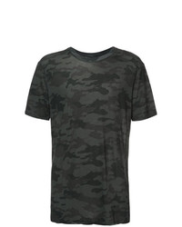 dunkelgrünes Camouflage T-Shirt mit einem Rundhalsausschnitt von Unravel Project