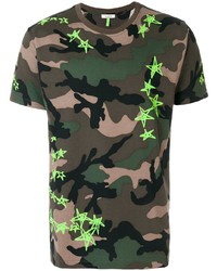dunkelgrünes Camouflage T-Shirt mit einem Rundhalsausschnitt von Valentino