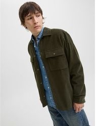 dunkelgrünes Cordlangarmhemd von Jack & Jones
