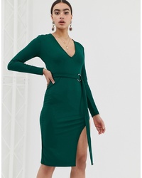dunkelgrünes figurbetontes Kleid von In The Style