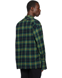dunkelgrünes Flanell Langarmhemd mit Schottenmuster von Greg Lauren