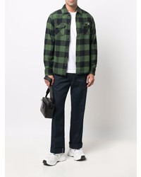 dunkelgrünes Flanell Langarmhemd mit Vichy-Muster von Dickies Construct