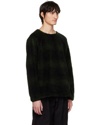 dunkelgrünes Fleece-Sweatshirt mit Karomuster von YMC