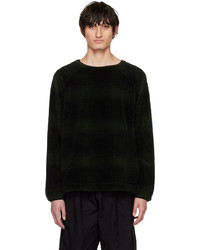 dunkelgrünes Fleece-Sweatshirt mit Karomuster von YMC