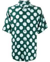 dunkelgrünes gepunktetes Kurzarmhemd von Ami Paris