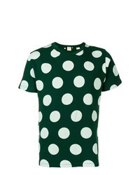 dunkelgrünes gepunktetes T-Shirt mit einem Rundhalsausschnitt