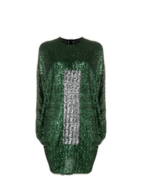 dunkelgrünes gerade geschnittenes Kleid aus Pailletten von Gianluca Capannolo