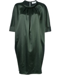 dunkelgrünes gerade geschnittenes Kleid aus Seide von Gianluca Capannolo
