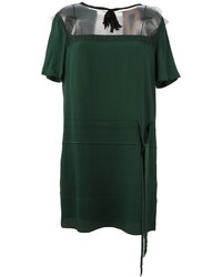 dunkelgrünes gerade geschnittenes Kleid aus Seide von No.21