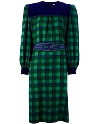 dunkelgrünes gerade geschnittenes Kleid mit Schottenmuster von Givenchy