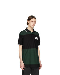 dunkelgrünes horizontal gestreiftes Polohemd von Burberry