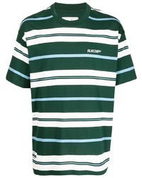 dunkelgrünes horizontal gestreiftes T-Shirt mit einem Rundhalsausschnitt von Chocoolate