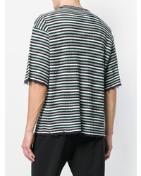 dunkelgrünes horizontal gestreiftes T-Shirt mit einem Rundhalsausschnitt von Maison Margiela
