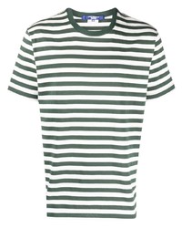 dunkelgrünes horizontal gestreiftes T-Shirt mit einem Rundhalsausschnitt von Junya Watanabe