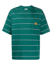dunkelgrünes horizontal gestreiftes T-Shirt mit einem Rundhalsausschnitt von Kenzo