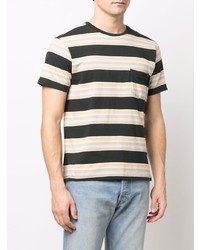 dunkelgrünes horizontal gestreiftes T-Shirt mit einem Rundhalsausschnitt von Levi's Made & Crafted