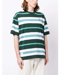 dunkelgrünes horizontal gestreiftes T-Shirt mit einem Rundhalsausschnitt von Chocoolate