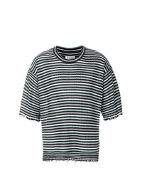 dunkelgrünes horizontal gestreiftes T-Shirt mit einem Rundhalsausschnitt von Maison Margiela