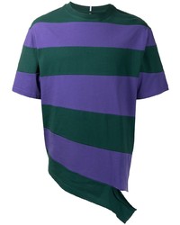 dunkelgrünes horizontal gestreiftes T-Shirt mit einem Rundhalsausschnitt von McQ