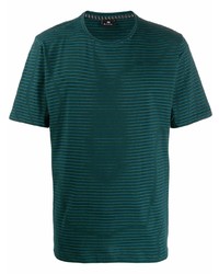 dunkelgrünes horizontal gestreiftes T-Shirt mit einem Rundhalsausschnitt von PS Paul Smith