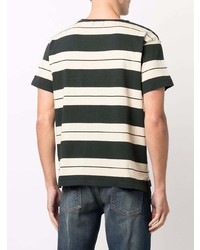 dunkelgrünes horizontal gestreiftes T-Shirt mit einem Rundhalsausschnitt von Levi's