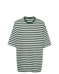 dunkelgrünes horizontal gestreiftes T-Shirt mit einem Rundhalsausschnitt von Undercover