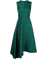 dunkelgrünes Kleid mit Fischgrätenmuster von Jason Wu