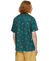 dunkelgrünes Kurzarmhemd mit Blumenmuster von Ps By Paul Smith
