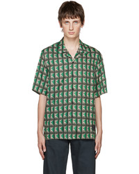 dunkelgrünes Kurzarmhemd mit geometrischem Muster von Paul Smith