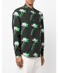 dunkelgrünes Langarmhemd mit Blumenmuster von Paul Smith
