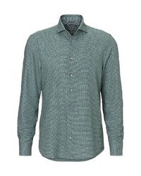 dunkelgrünes Langarmhemd mit Hahnentritt-Muster von Marc O'Polo