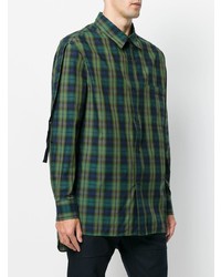 dunkelgrünes Langarmhemd mit Karomuster von Lanvin