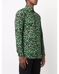 dunkelgrünes Langarmhemd mit Leopardenmuster von Gabriele Pasini