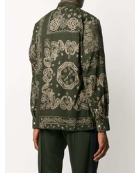 dunkelgrünes Langarmhemd mit Paisley-Muster von Golden Goose