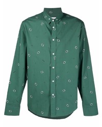 dunkelgrünes Langarmhemd mit Paisley-Muster von Kenzo
