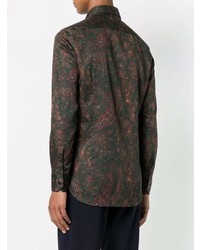 dunkelgrünes Langarmhemd mit Paisley-Muster von Etro