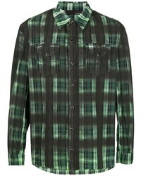 dunkelgrünes Langarmhemd mit Schottenmuster von B-Used