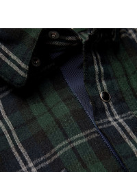 dunkelgrünes Langarmhemd mit Schottenmuster von Sacai