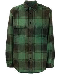 dunkelgrünes Langarmhemd mit Schottenmuster von Diesel