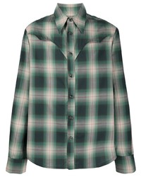 dunkelgrünes Langarmhemd mit Schottenmuster von DUOltd