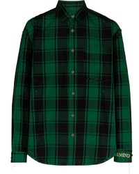 dunkelgrünes Langarmhemd mit Schottenmuster von Mastermind Japan