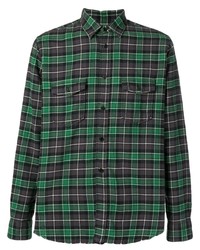 dunkelgrünes Langarmhemd mit Schottenmuster von Saint Laurent
