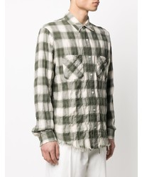 dunkelgrünes Langarmhemd mit Vichy-Muster von Amiri