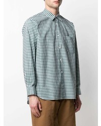 dunkelgrünes Langarmhemd mit Vichy-Muster von Comme Des Garcons SHIRT