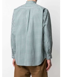 dunkelgrünes Langarmhemd mit Vichy-Muster von Comme Des Garcons SHIRT