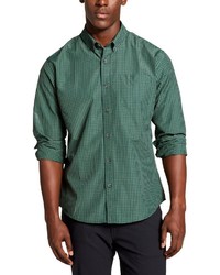 dunkelgrünes Langarmhemd mit Vichy-Muster von Eddie Bauer