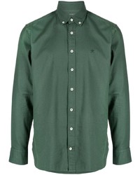 dunkelgrünes Langarmhemd von Hackett
